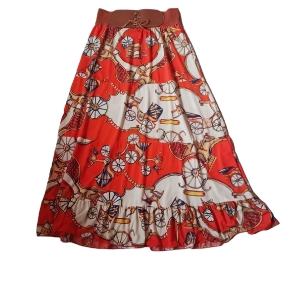 Magic Tan and Orange Ruffle Skirt - Picture 1 of 7
